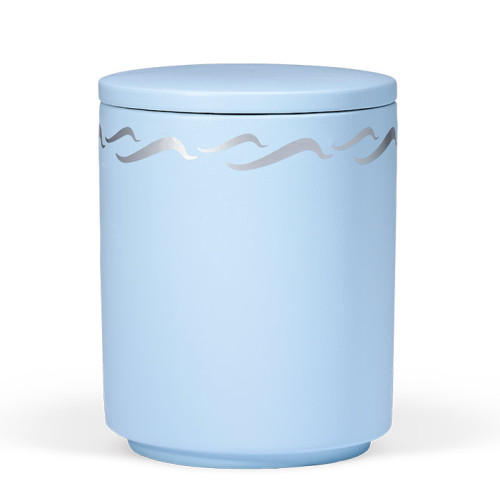 Seeurne, Atlantikblau, silber Wellendekor