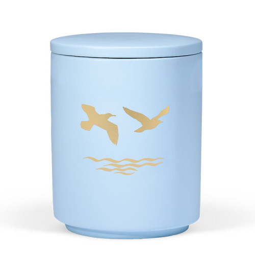 Seeurne, Atlantikblau, Gold Möwen - Wellen Dekor